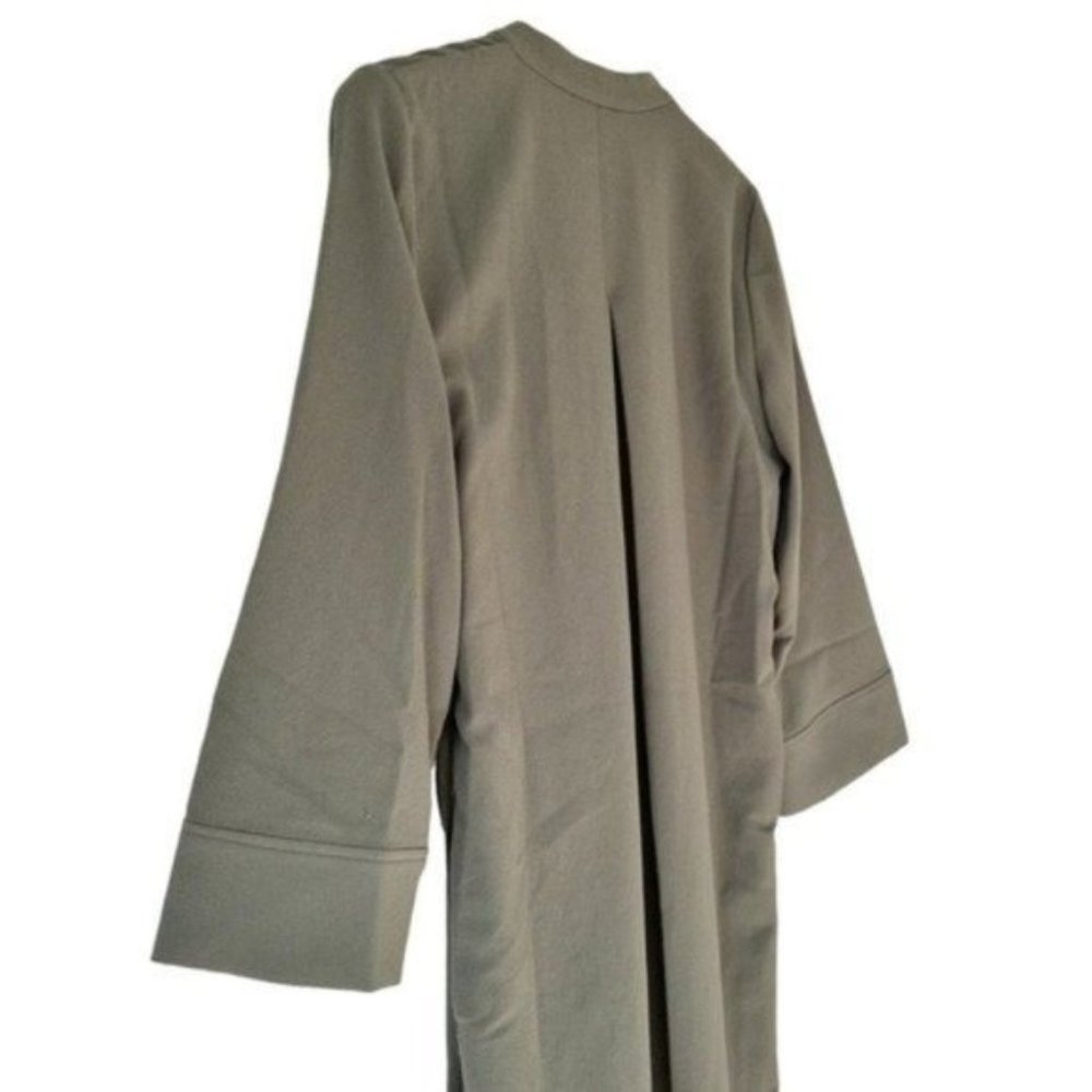Ganni Heavy Crepe Army Green Tie Waist Wrap Midi Dress Size 36 - Picture 8 of 12